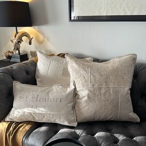Restoration Hardware reclaimed salvaged cotton canvas pillow covers set of 3 new